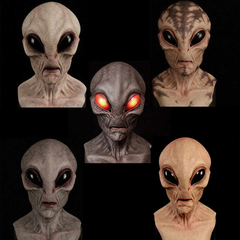 Latex Alien Mask Realistic - หน้ากากเอเลี่ยน 1 ชิ้น - หน้ากากลาเท็กซ์เต็มหัวเหมือนจริง เหมาะสำหรับงานฮาโลวีน