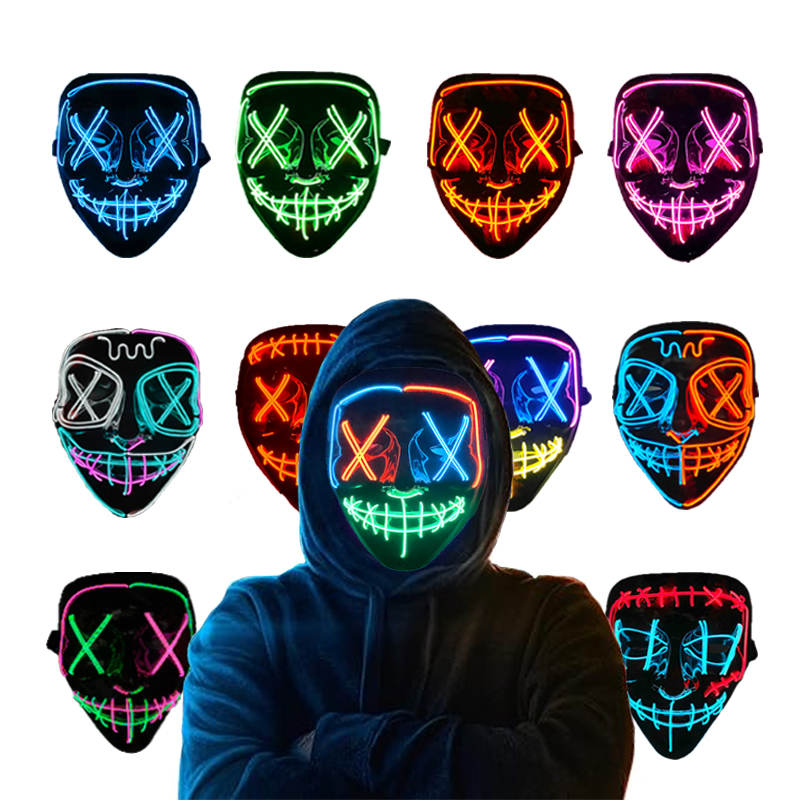 หน้ากากเรืองแสงนีออนไร้สาย สำห - Led Purge Mask Halloween บทวิจารณ์และราคา